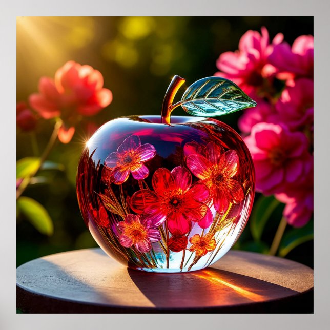 Elegant Decorative Glass Apple Poster (Front)