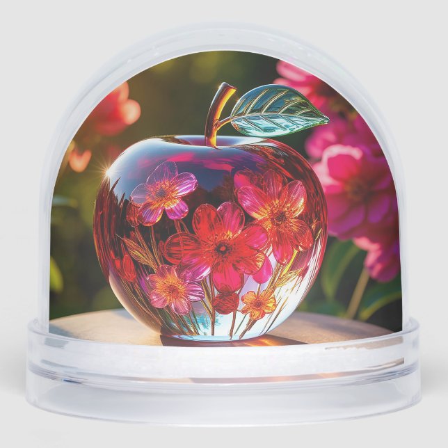 Elegant Decorative Glass Apple Snow Globe (Front)