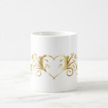 Elegant Decorative Gold Heart, Swirls & Flowers Coffee Mug