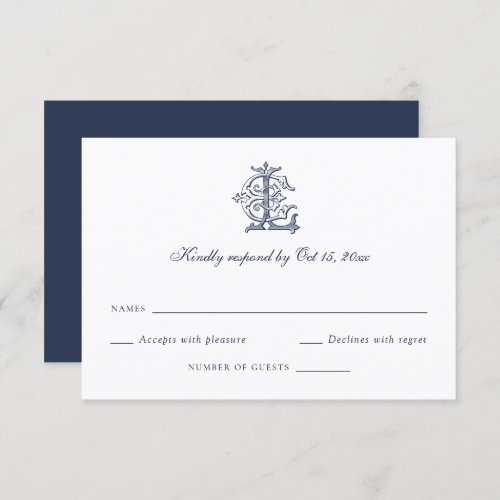 Elegant Decorative Monogram Wedding RSVP Card