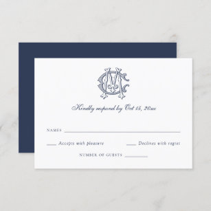 Elegant Decorative Monogram Wedding RSVP Card