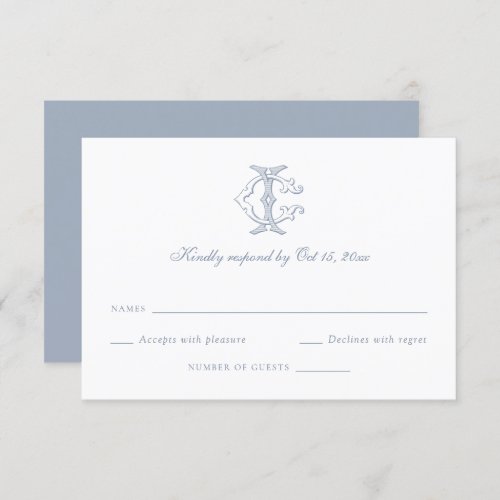 Elegant Decorative Monogram Wedding RSVP Card