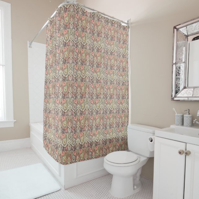 Elegant Decorative Pink Motif Design Shower Curtain (In Situ)