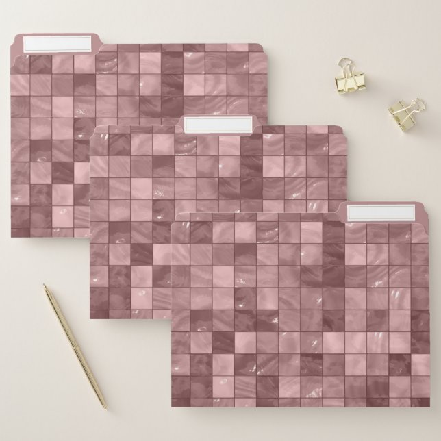 Elegant Decorative Purple Square Tile Pattern File Folder (Set)