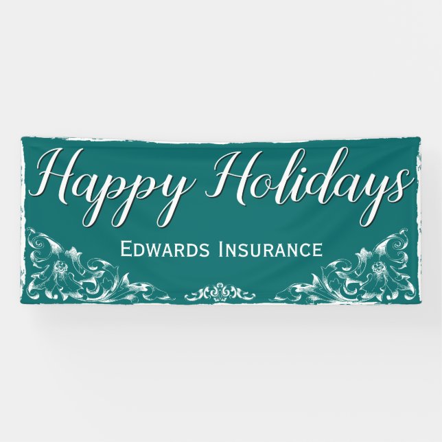 Elegant Decorative White Border Holiday Banner (Horizontal)