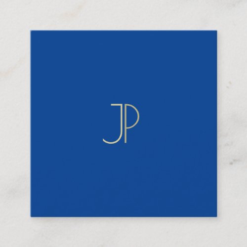 Elegant Deep Blue Modern Monogram Template Luxury Square Business Card