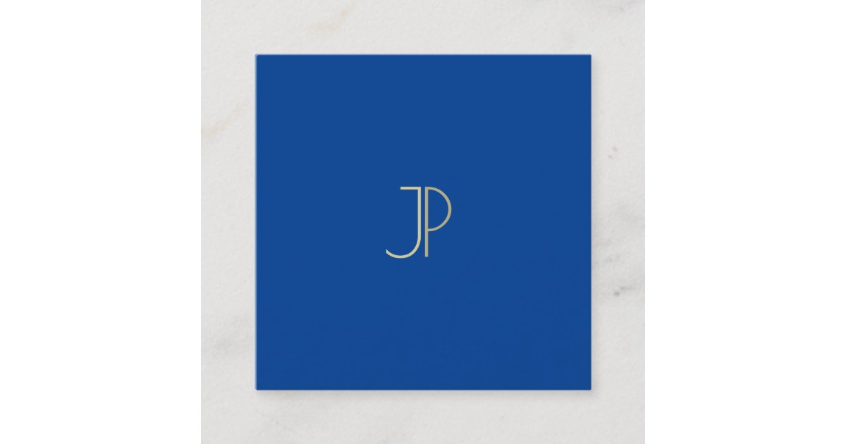 Elegant Deep Blue Modern Monogram Template Luxury Square Business Card ...