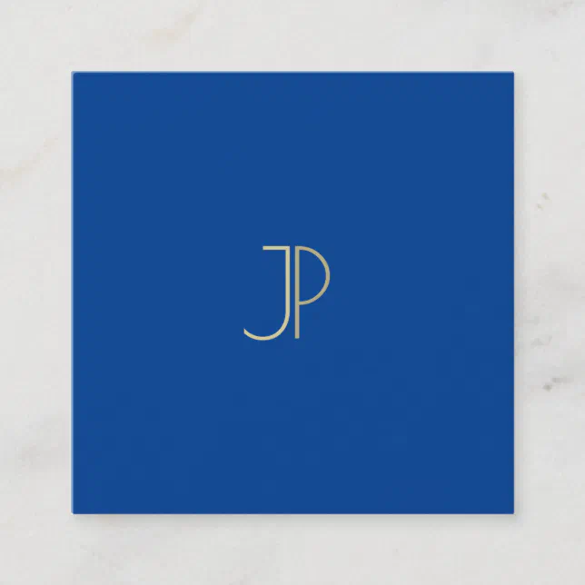 Elegant Deep Blue Modern Monogram Template Luxury Square Business Card ...