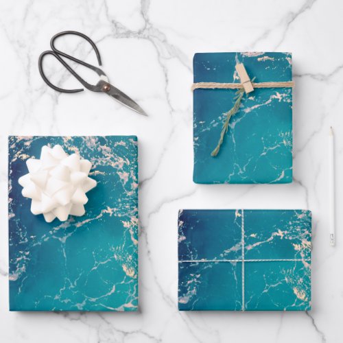 Elegant  Deep Blue Ocean Waves Background Wrapping Paper Sheets