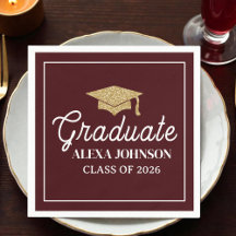 Elegant Deep Burgundy Class Of 2026 Graduation