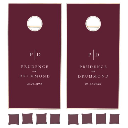 Elegant Deep Burgundy Classic Wedding Cornhole Set
