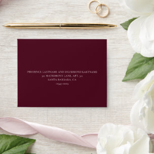 Elegant Deep Burgundy Classic Wedding Envelope