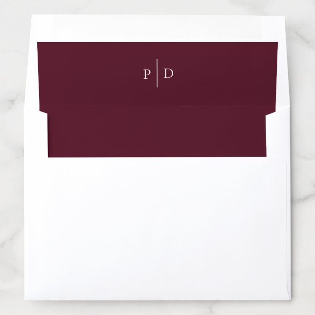 Elegant Deep Burgundy Classic Wedding Envelope Liner (In Envelope)