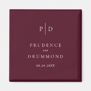Elegant Deep Burgundy Classic Wedding Magnet
