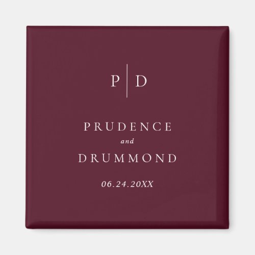 Elegant Deep Burgundy Classic Wedding Magnet