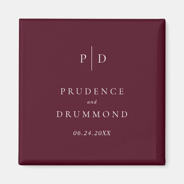Elegant Deep Burgundy Classic Wedding Magnet (Front)