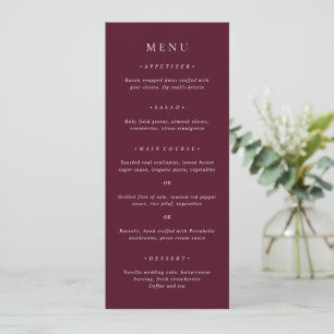 Elegant Deep Burgundy Classic Wedding Menu