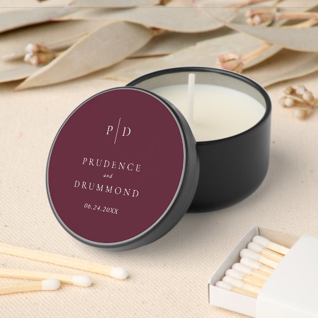 Elegant Deep Burgundy Classic Wedding Mini Candle Favors (Insitu)