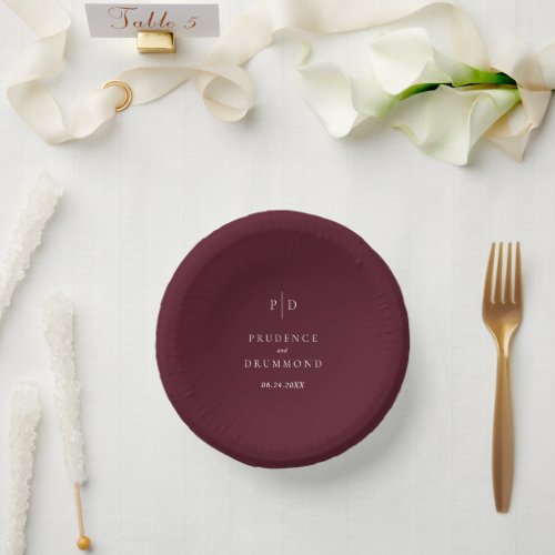 Elegant Deep Burgundy Classic Wedding Paper Bowls