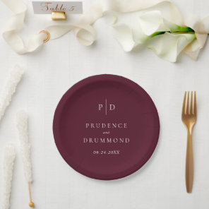 Elegant Deep Burgundy Classic Wedding Paper Plates
