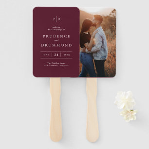Elegant Deep Burgundy Classic Wedding Program Hand Fan