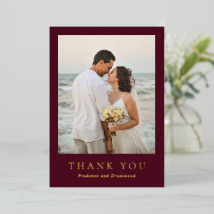 Elegant Deep Burgundy Classic Wedding Thank You Foil Invitation