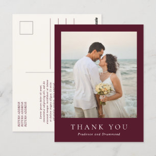 Elegant Deep Burgundy Classic Wedding Thank You Postcard
