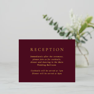 Elegant Deep Burgundy Foil Wedding Enclosure Card