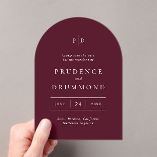 Elegant Deep Burgundy Wedding Save the Date