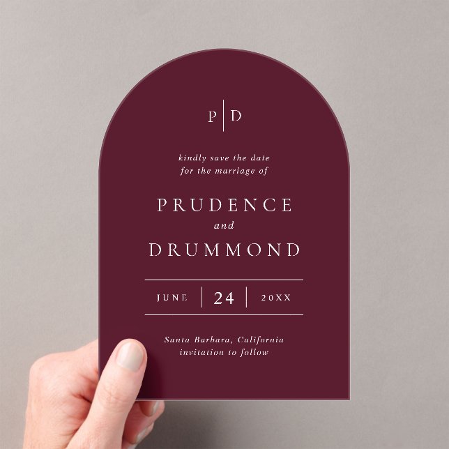 Elegant Deep Burgundy Wedding Save the Date (Insitu (Handheld))