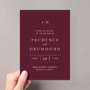 Elegant Deep Burgundy Wedding Save the Date