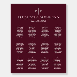 Elegant Deep Burgundy Wedding Seating Chart Foam Board