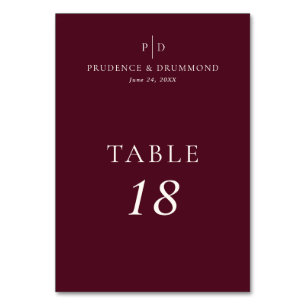 Elegant Deep Burgundy Wedding Table Number
