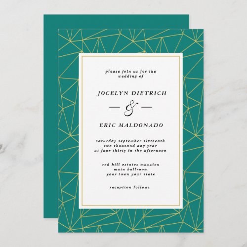 Elegant Deep Cyan Modern Casual Wedding Invitation