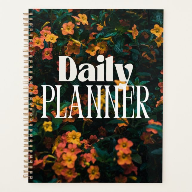 Elegant Deep Floral "Daily Planner" Planner (Front)