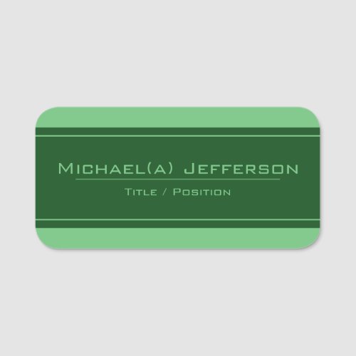 Elegant Deep Forest Green And Light Seafoam Green Name Tag