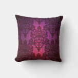 Elegant Deep Glowing Pink And Purple Damask Throw Pillow at Zazzle