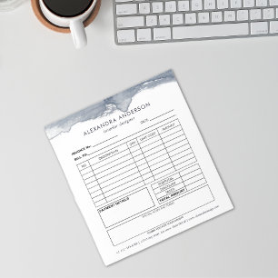 Elegant Deep Gray Watercolor Minimal Invoice Notepad