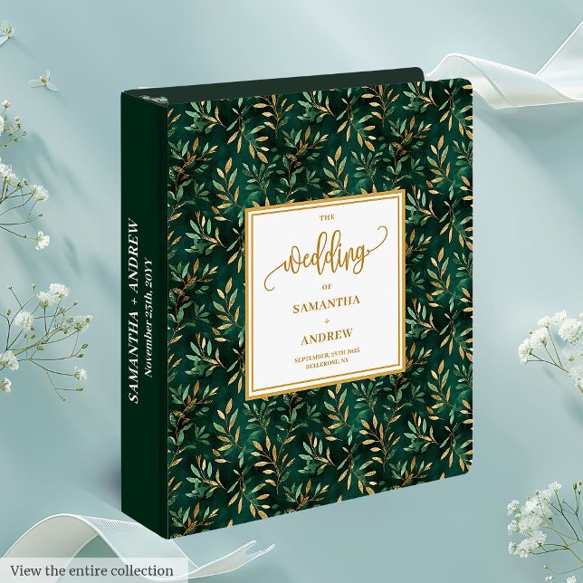 Elegant Deep Green Gold Eucalyptus Memory Album 3 Ring Binder (Elegant Deep Green Gold Eucalyptus Memory Album 3 ring binder)