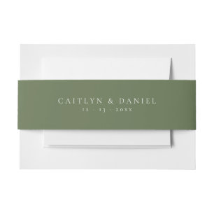 Elegant Deep Green Invitation Belly Band
