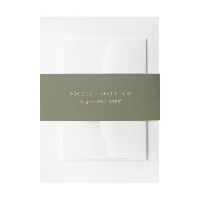 Elegant Deep Green Personalized Wedding Invitation Belly Band (Front Example)