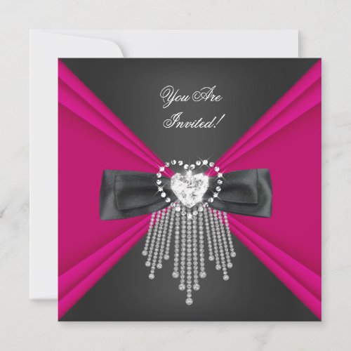 Elegant Deep Pink Black All Occasions Personalized Invitations
