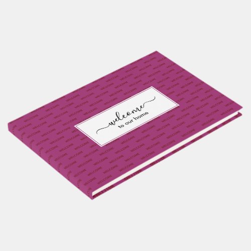 Elegant Deep Pink Custom WELCOME TO OUR HOME Guest Book