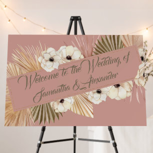 Elegant Deep Pink Gold Watercolor Floral Wedding Foam Board