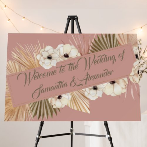 Elegant Deep Pink Gold Watercolor Floral Wedding  Foam Board