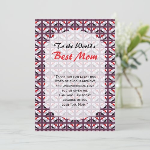 Elegant Deep Plum and Red Geometric Pattern Card