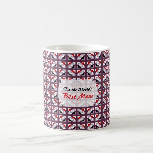 Elegant Deep Plum and Red Geometric Pattern Coffee Mug