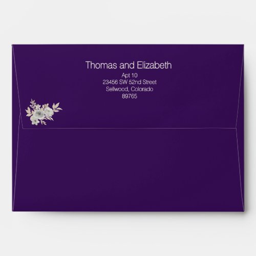 Elegant Deep Plum Soft Floral Wedding Invite Envelope