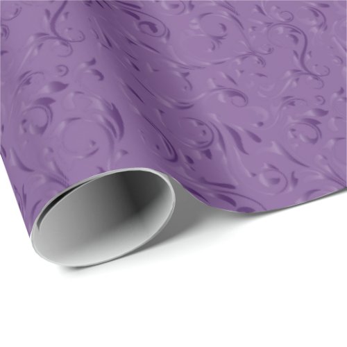 Elegant Deep Purple Damask Design Wrapping Paper