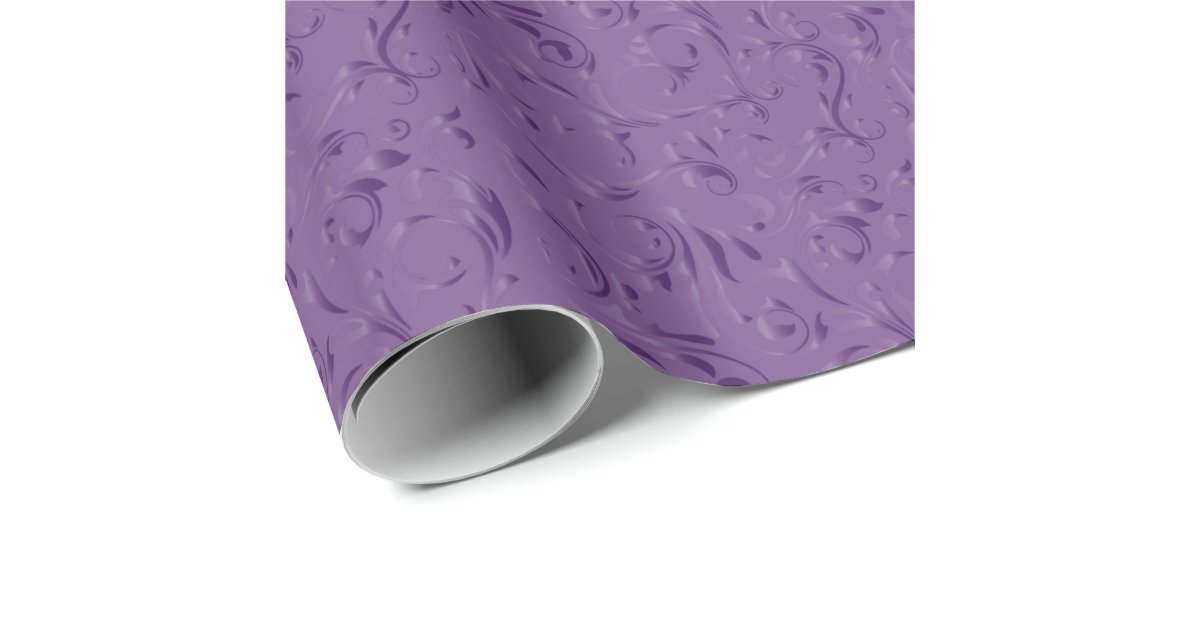 Elegant Deep Purple Damask Design Wrapping Paper Zazzle